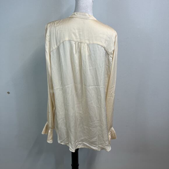 Trish Scully Blouse size 14 Cream Dotted Tuxedo Pleating Modest Wedding Career - Picture 8 of 9